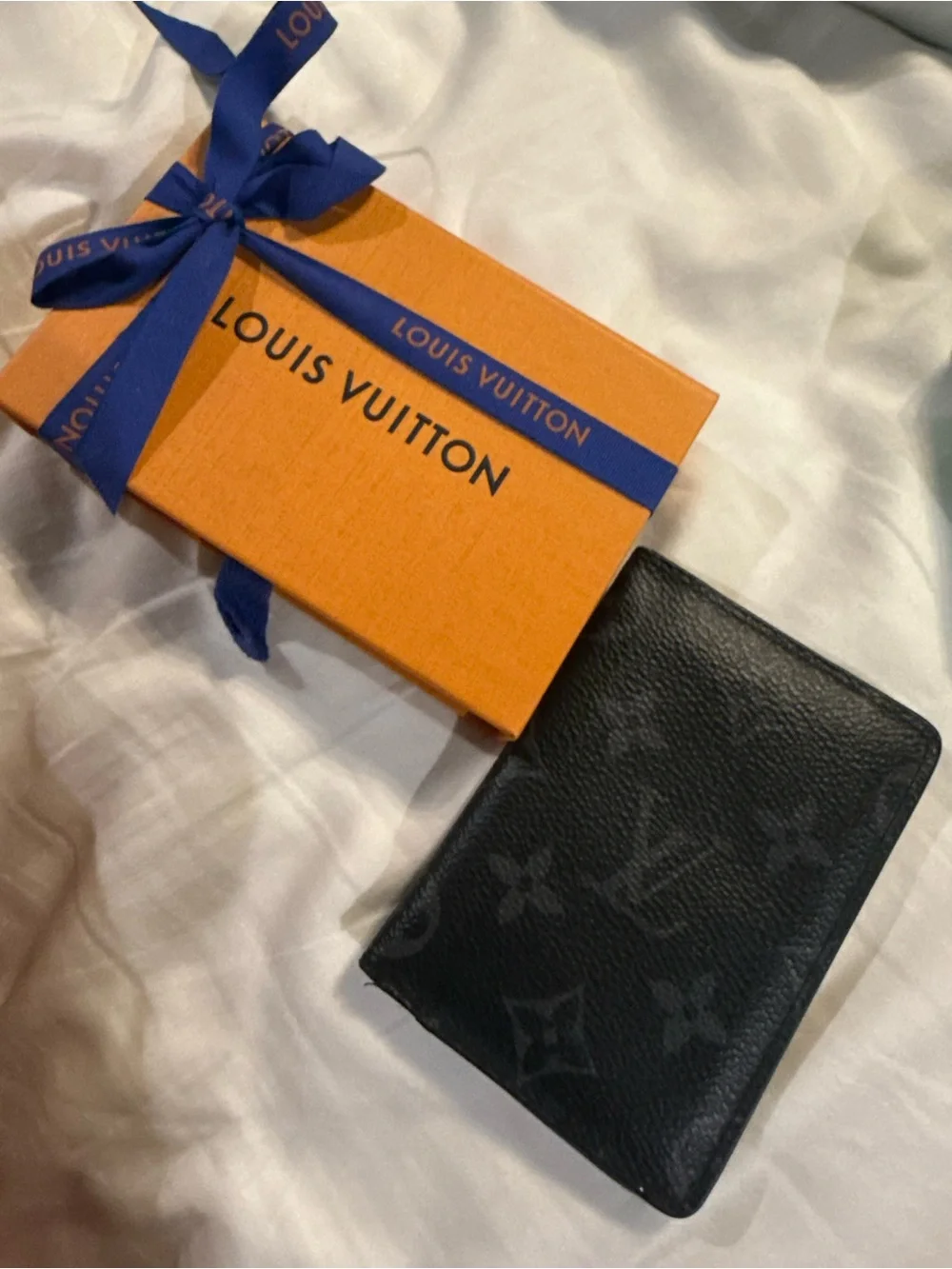 Louis Vuitton Black Monogram Canvas Card Sleeve with Orange Gift Packaging